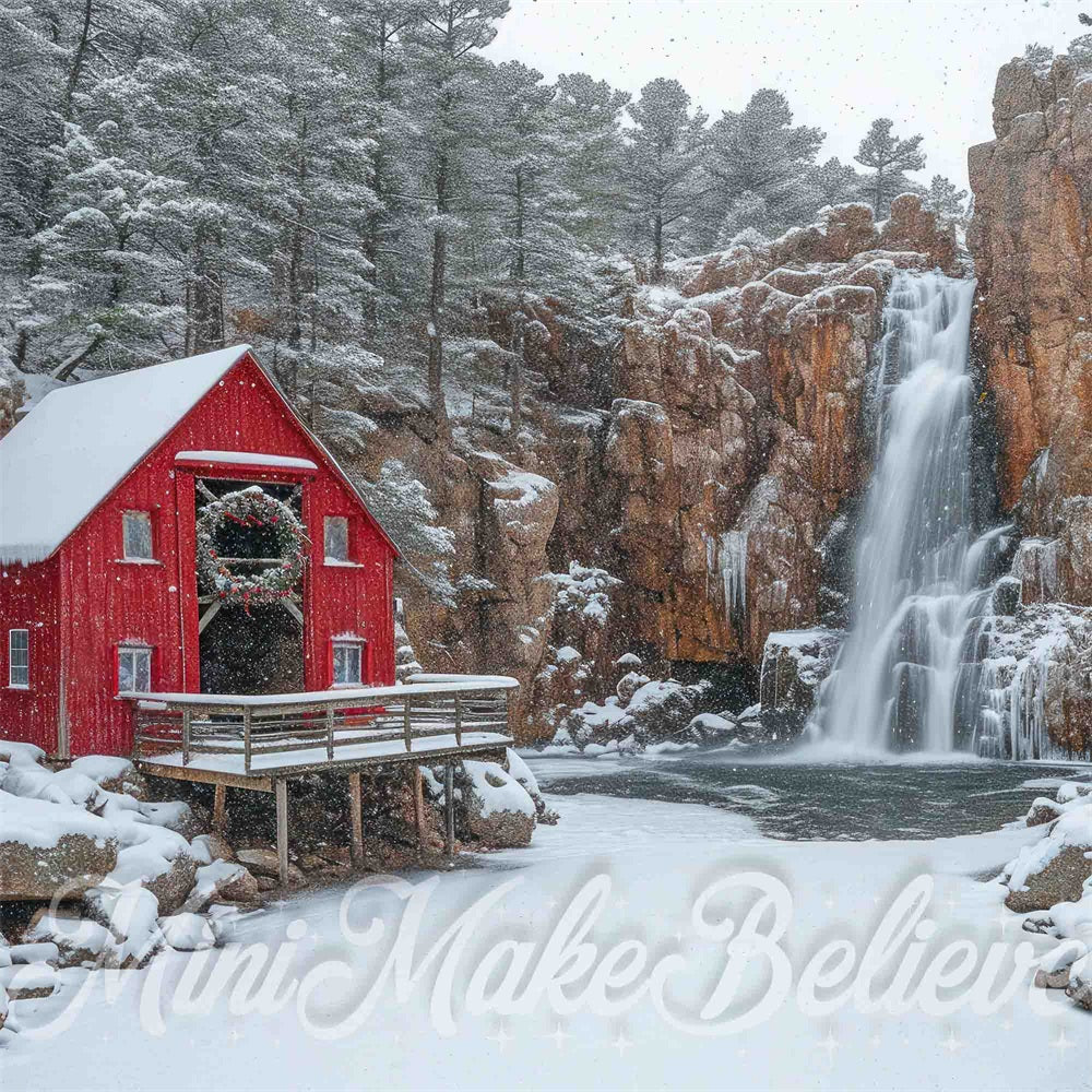 Kate Winter Snow Mill Backdrop Designed by Mini MakeBelieve