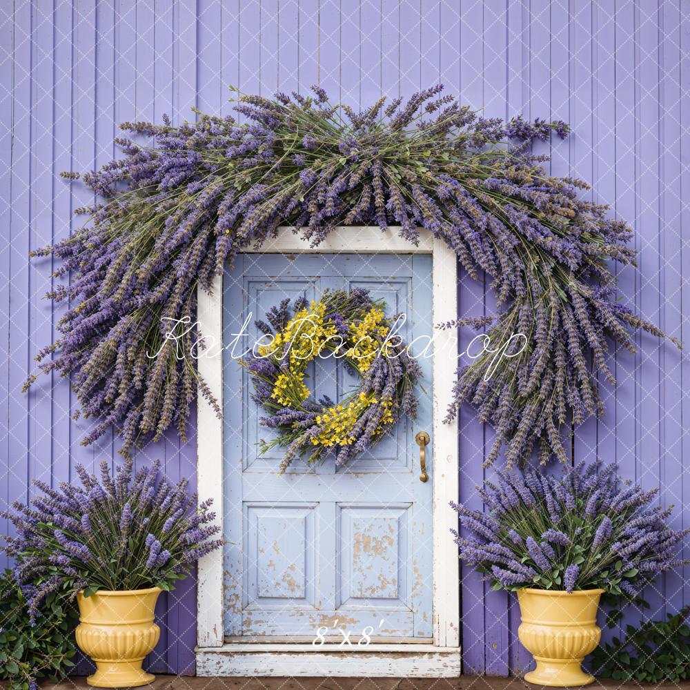 Lente Wisteria Houten Deur Muur Foto Achtergrond Ontworpen door Emetselch