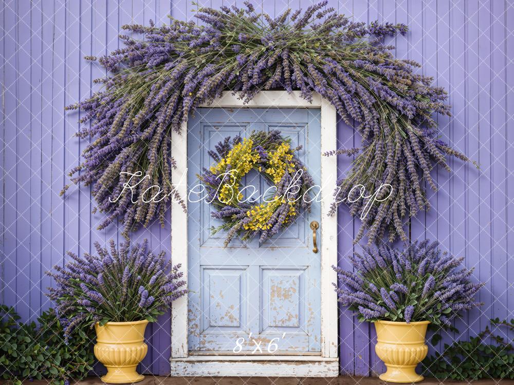 Kate Spring Wisteria Wooden Door Wall Backdrop Designed by Emetselch