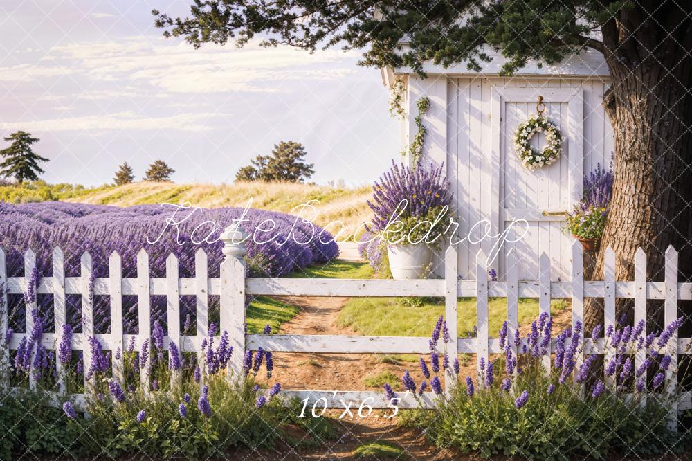 Kate Spring Lavender Fence Path Backdrop Designed by Emetselch