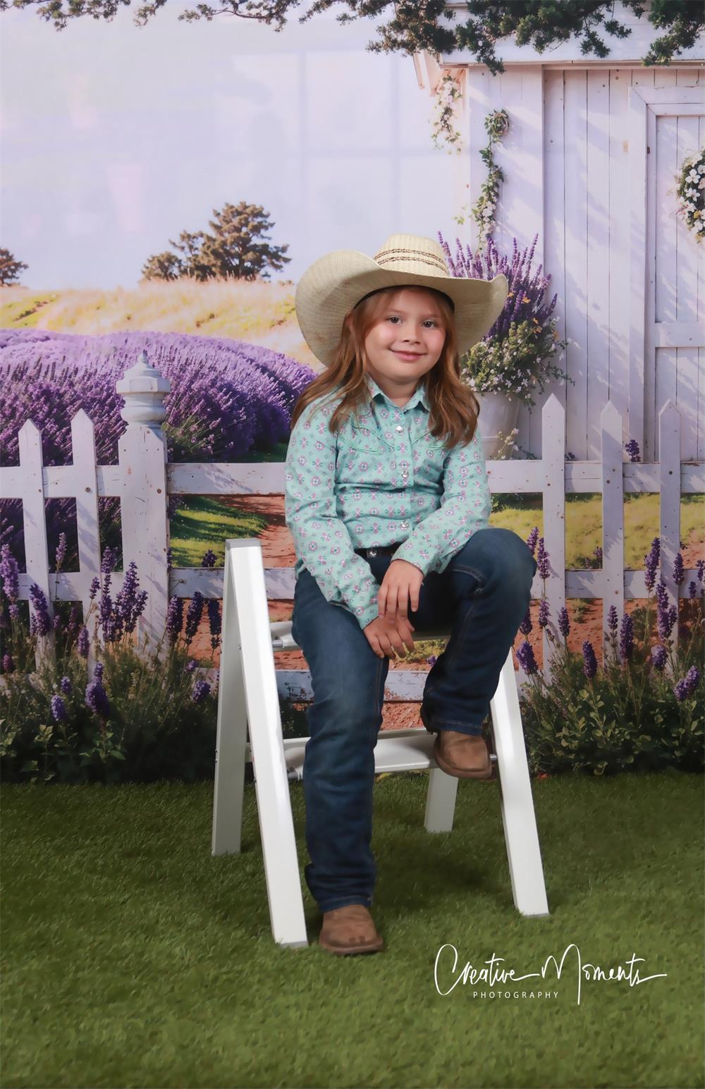 Kate Spring Lavender Fence Path Backdrop Designed by Emetselch