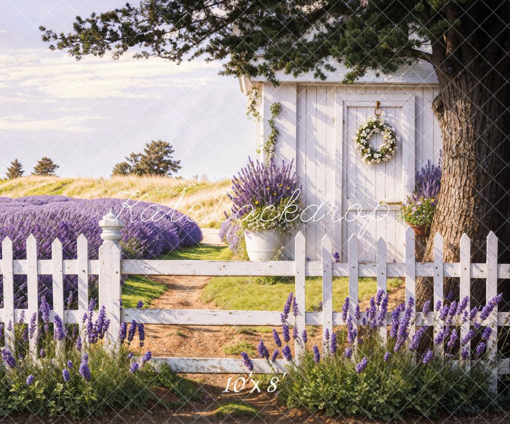 Kate Spring Lavender Fence Path Backdrop Designed by Emetselch