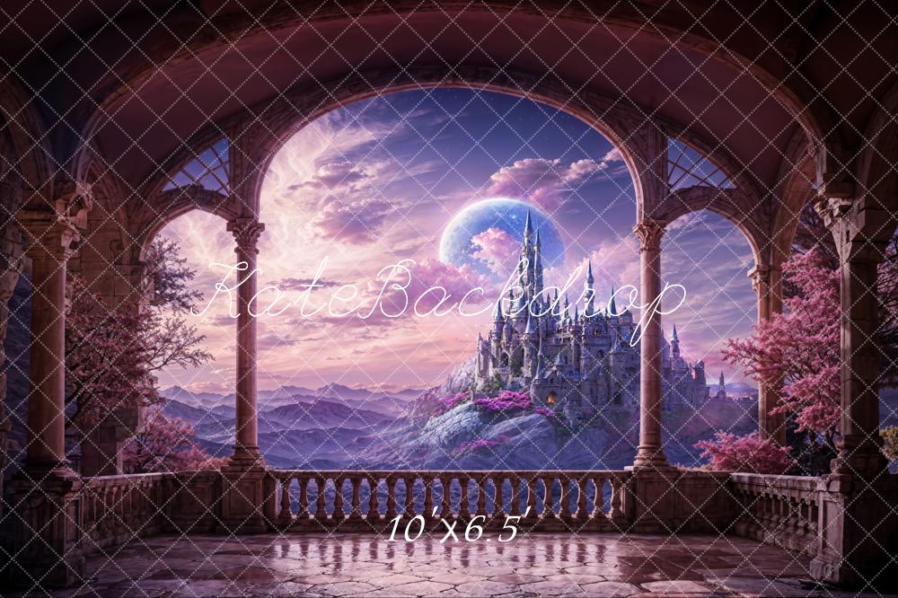 Kate Fantasy Pink And Purple Windowsill Castle Backdrop Designed by Chain Photography