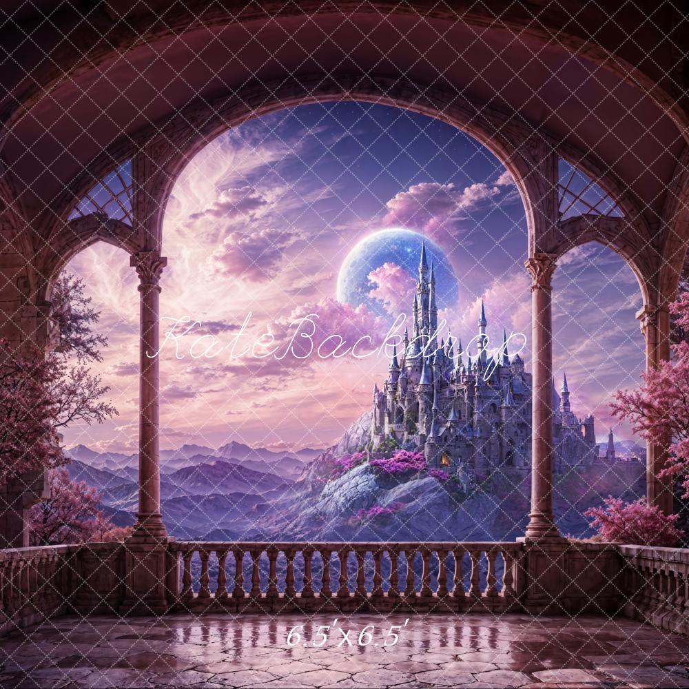 Fantasy Pink And Purple Windowsill Castle Backdrop Designed by Chain Photography