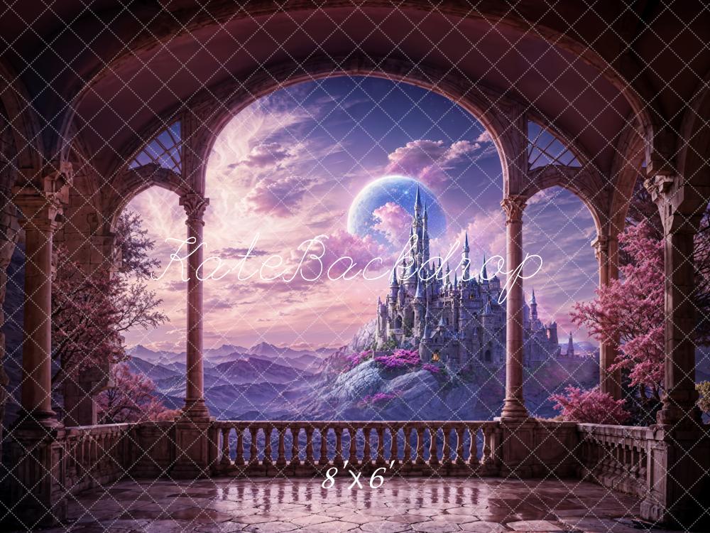 Kate Fantasy Pink And Purple Windowsill Castle Backdrop Designed by Chain Photography