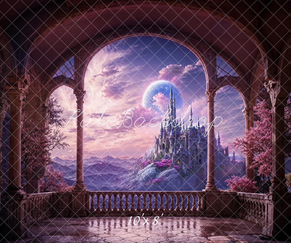 Fantasy Pink And Purple Windowsill Castle Backdrop Designed by Chain Photography