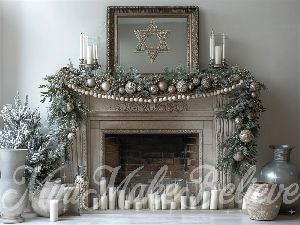 Kate Hannuka Fireplace Backdrop Designed by Mini MakeBelieve