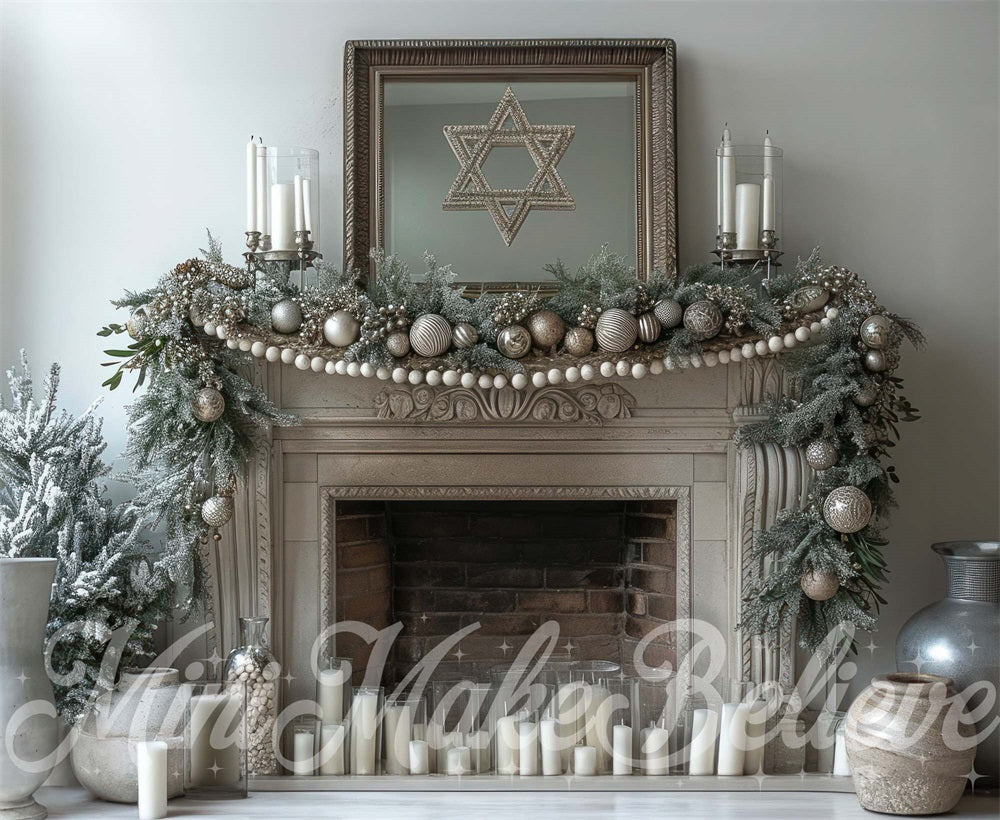 Kate Hannuka Fireplace Backdrop Designed by Mini MakeBelieve