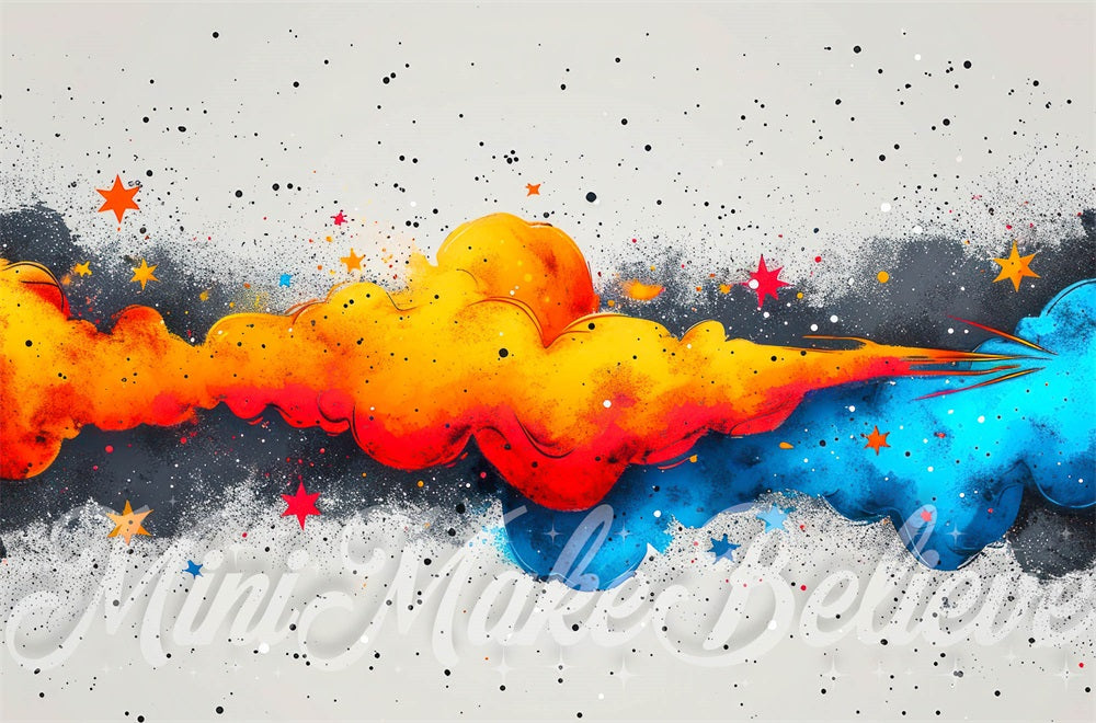 Kate Orange Blue Smoke Illustration Backdrop Designed by Mini MakeBelieve