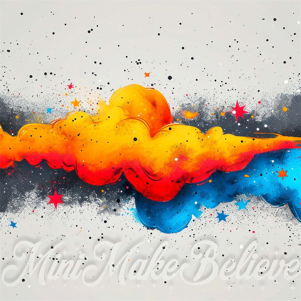 Kate Orange Blue Smoke Illustration Backdrop Designed by Mini MakeBelieve