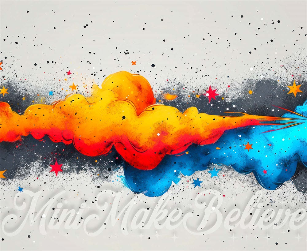 Kate Orange Blue Smoke Illustration Backdrop Designed by Mini MakeBelieve