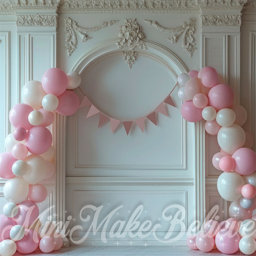 Sfondo per festa rosa fantasioso per interni progettato da Mini MakeBelieve