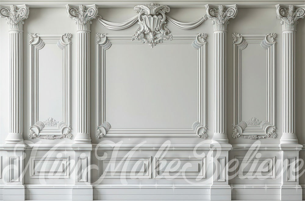 Sfondo murale ornamentale bianco progettato da Mini MakeBelieve