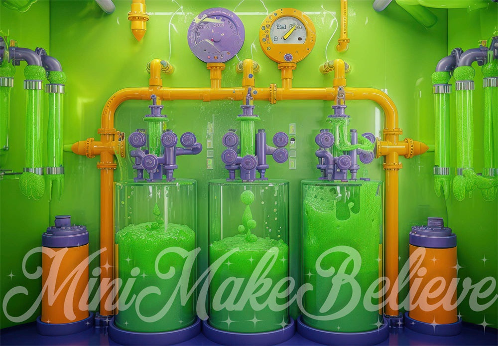 Techno Green 3D Slime Factory Tank Achtergrond Ontworpen door Mini MakeBelieve