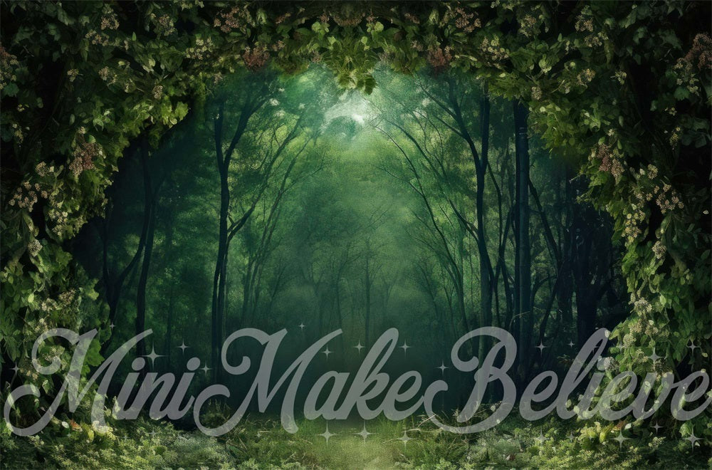 Lente Groen Bos Natuurdecor Boog Foto Achtergrond Ontworpen door Mini MakeBelieve