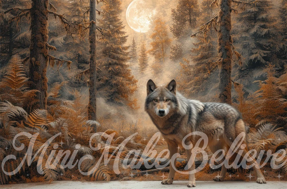 Fondo de lobo diseñado por Mini MakeBelieve para la colección Kate Forest Wild Riding Hood