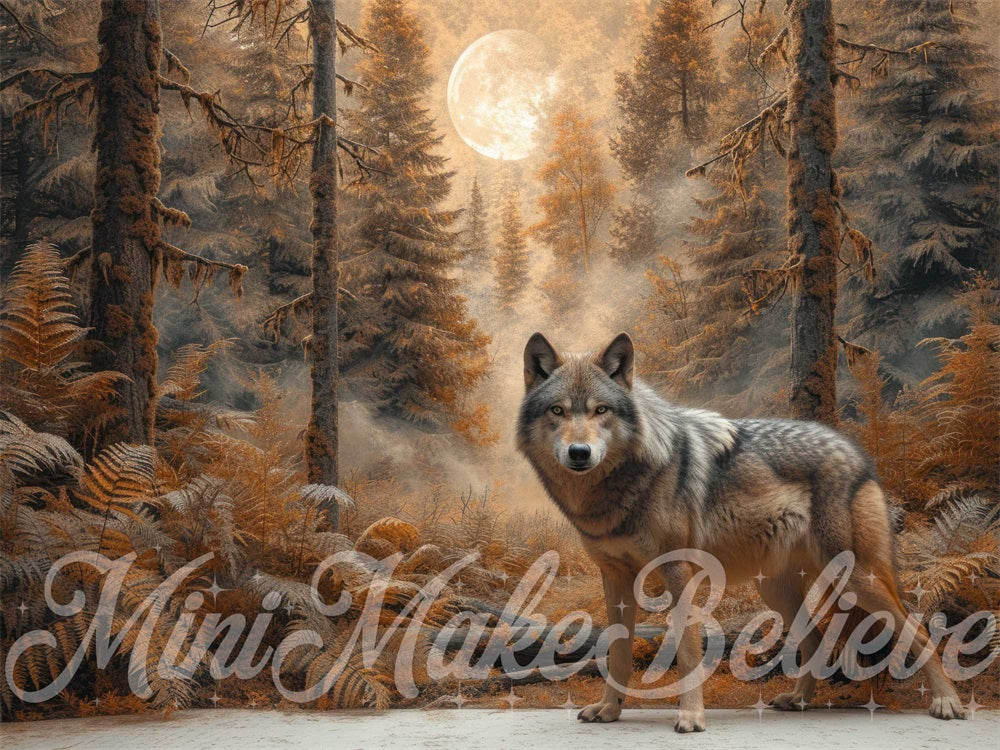 Fondo de lobo diseñado por Mini MakeBelieve para la colección Kate Forest Wild Riding Hood