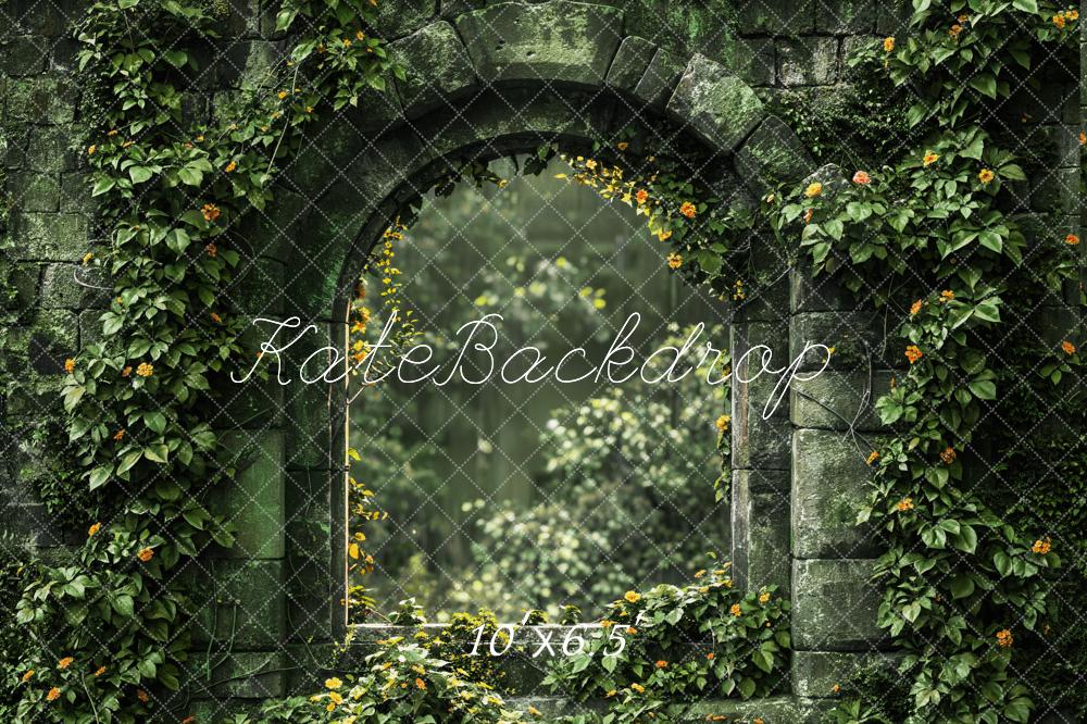 Fondo de arco de ladrillo verde de primavera diseñado por Emetselch