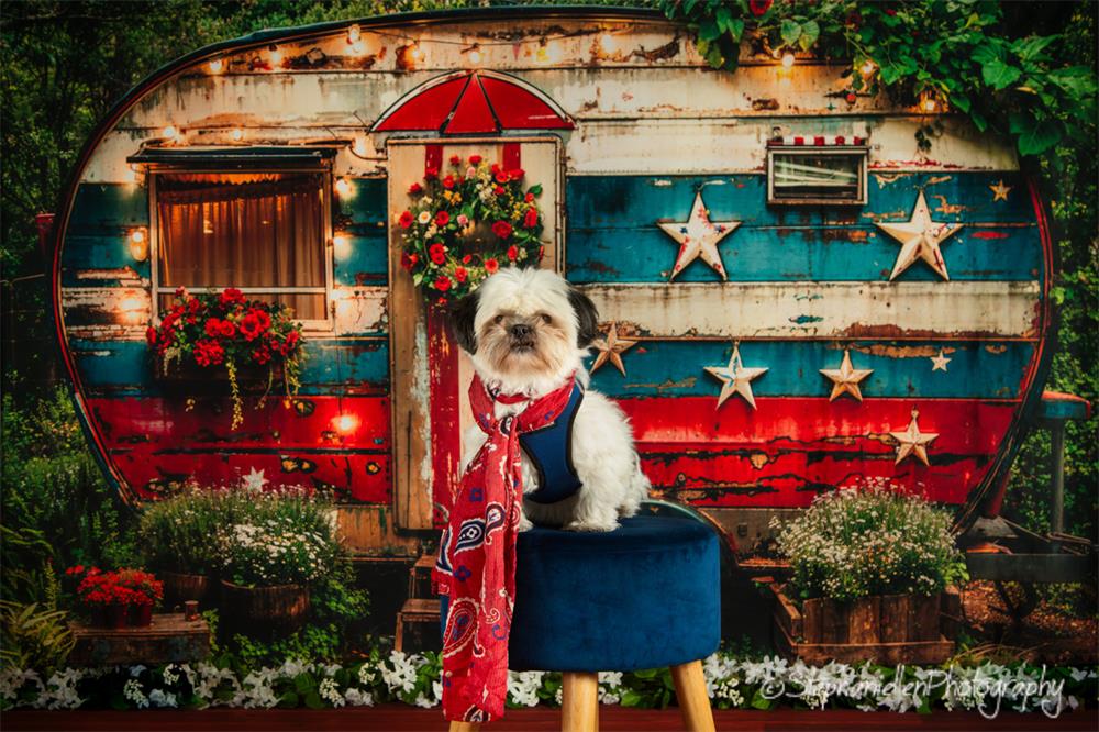 Kate American Independence Day Forest Old RV Backdrop Designed by Emetselch