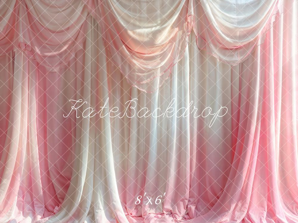 Kate Pink and White Gradient Curtain Backdrop Designed by Emetselch