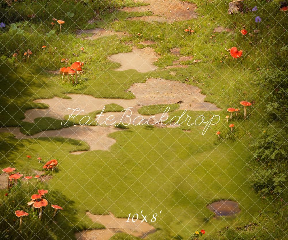 Fantasy Mushroom Forest Meadow Floor Backdrop Disegnato da Kate Immagine