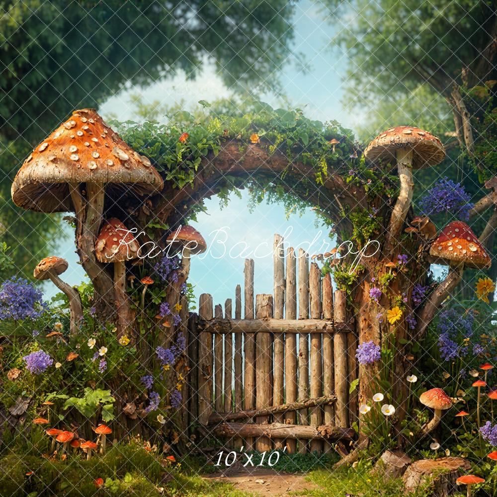 Kate Spring Fairytale Wooden Arch Mushroom  Backdrop Designed by Chain Photography