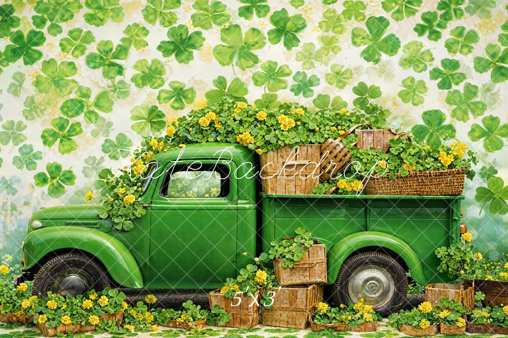 St. Patrick's Day Klaver Groene Truck Achtergrond Ontworpen door Chain Photography