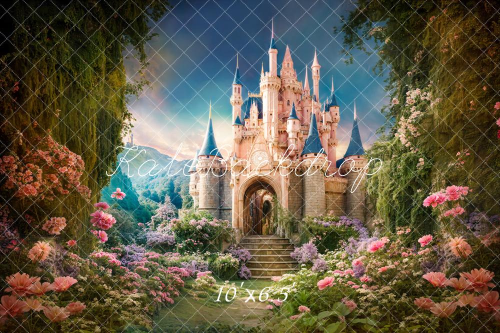 Fantasy Forest Flower Castle Backdrop Disegnato da Chain Photography