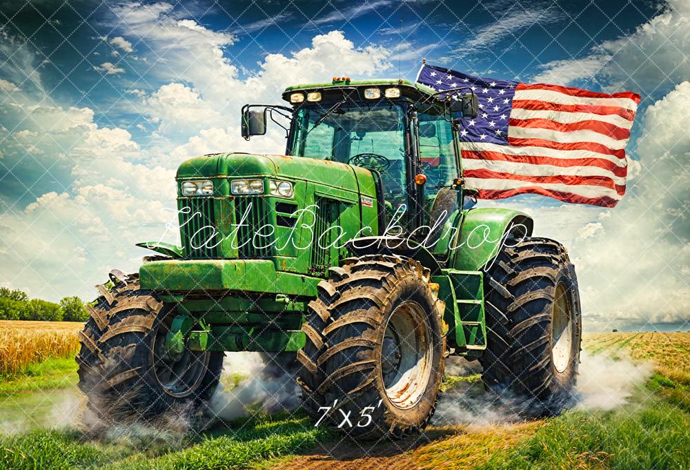 Amerikaanse Onafhankelijkheidsdag Groene Monster Truck Achtergrond Ontworpen door Chain Photography