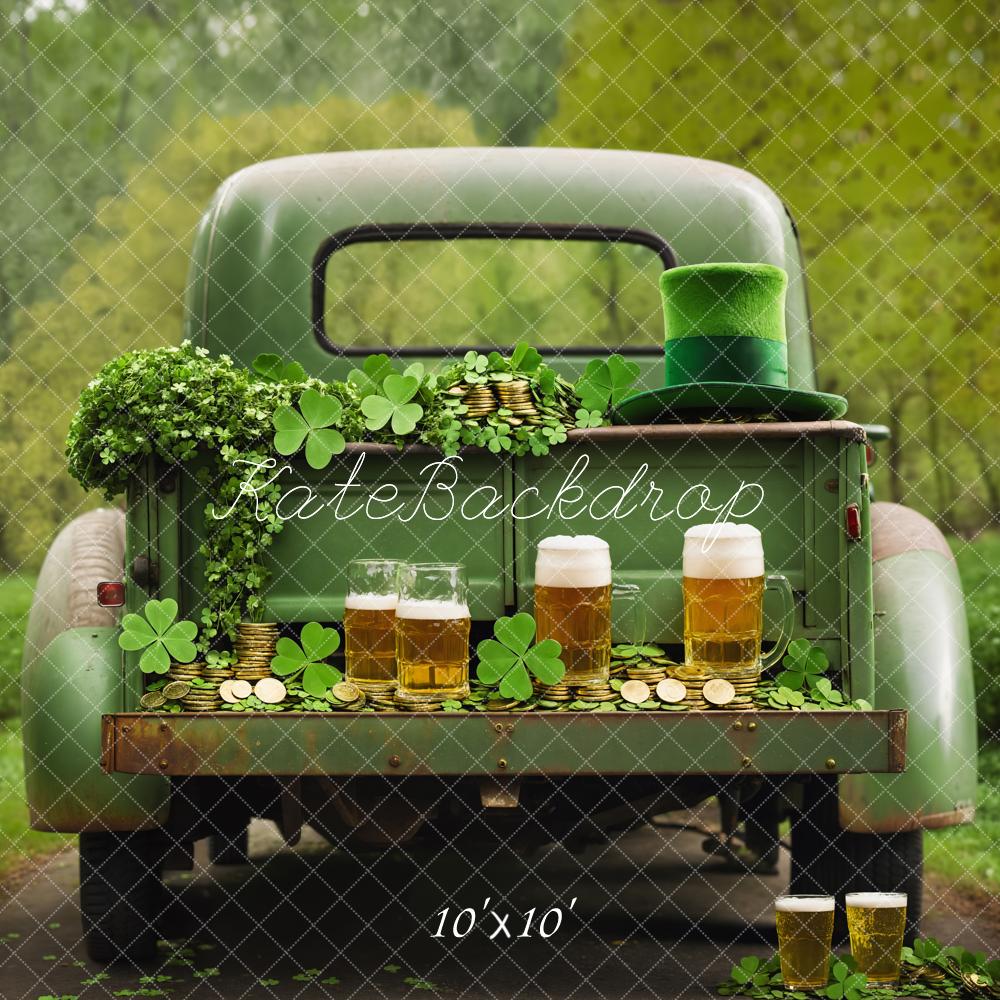 Festa di San Patrizio Cappello a trifoglio birra camion verde sfondo progettato da Emetselch