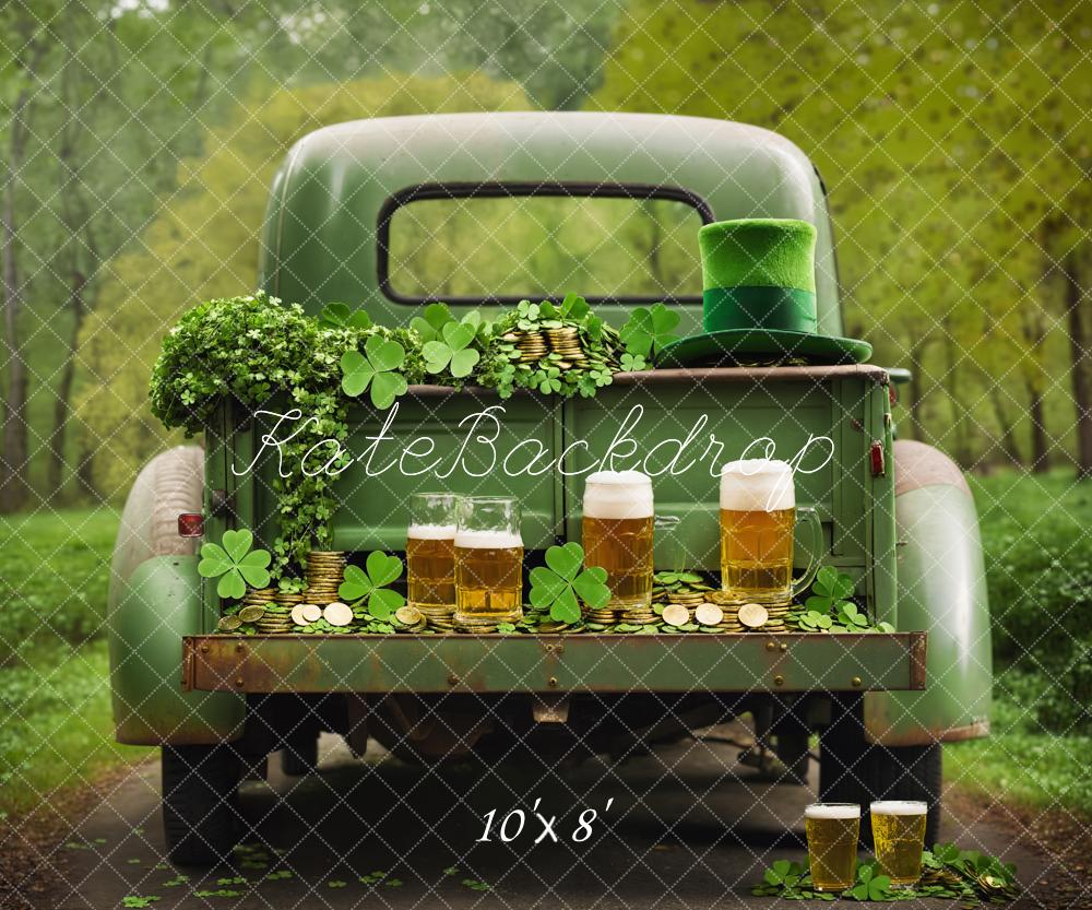 Festa di San Patrizio Cappello a trifoglio birra camion verde sfondo progettato da Emetselch