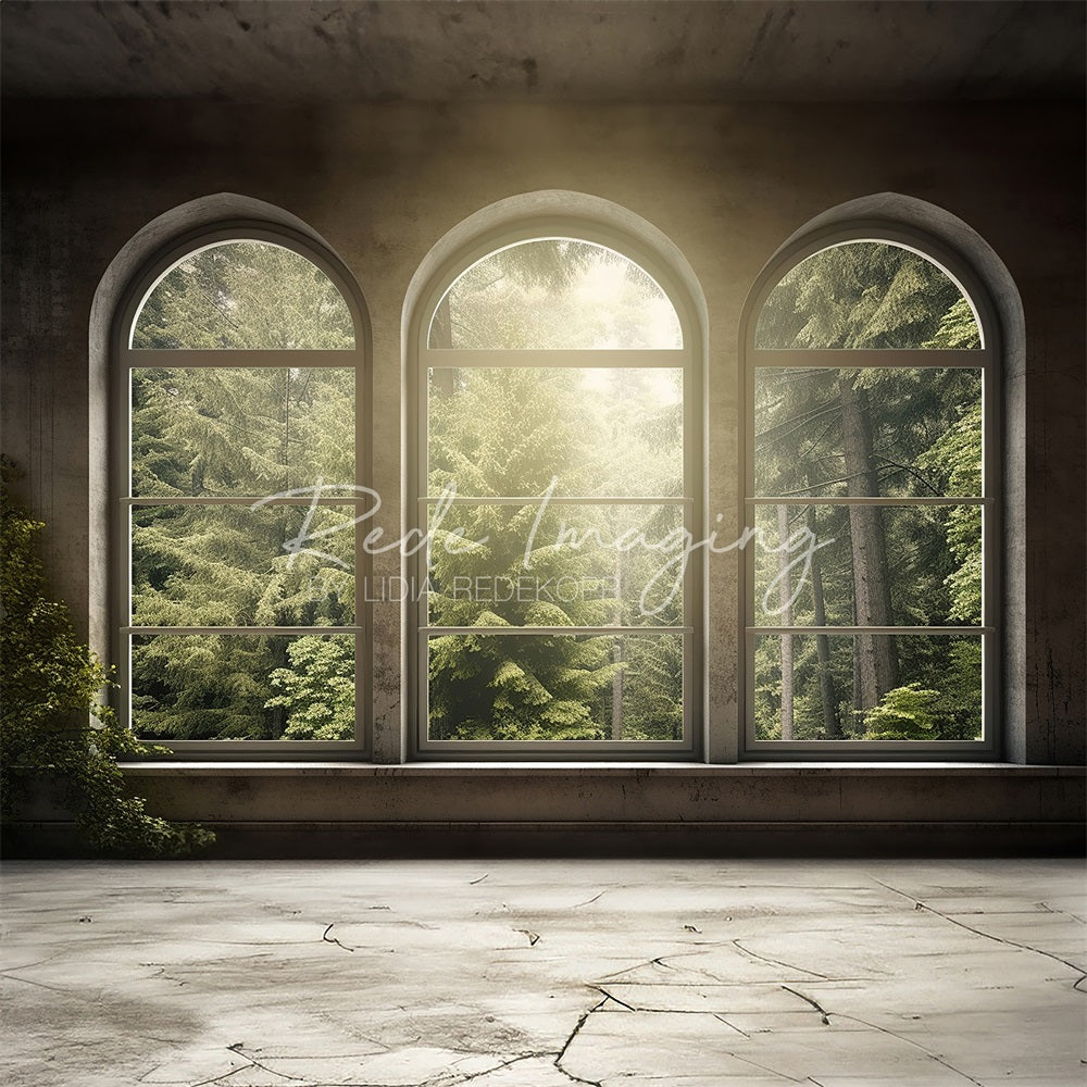 Kate Spring Green Forest Arch Window Backdrop Designed by Lidia Redekopp