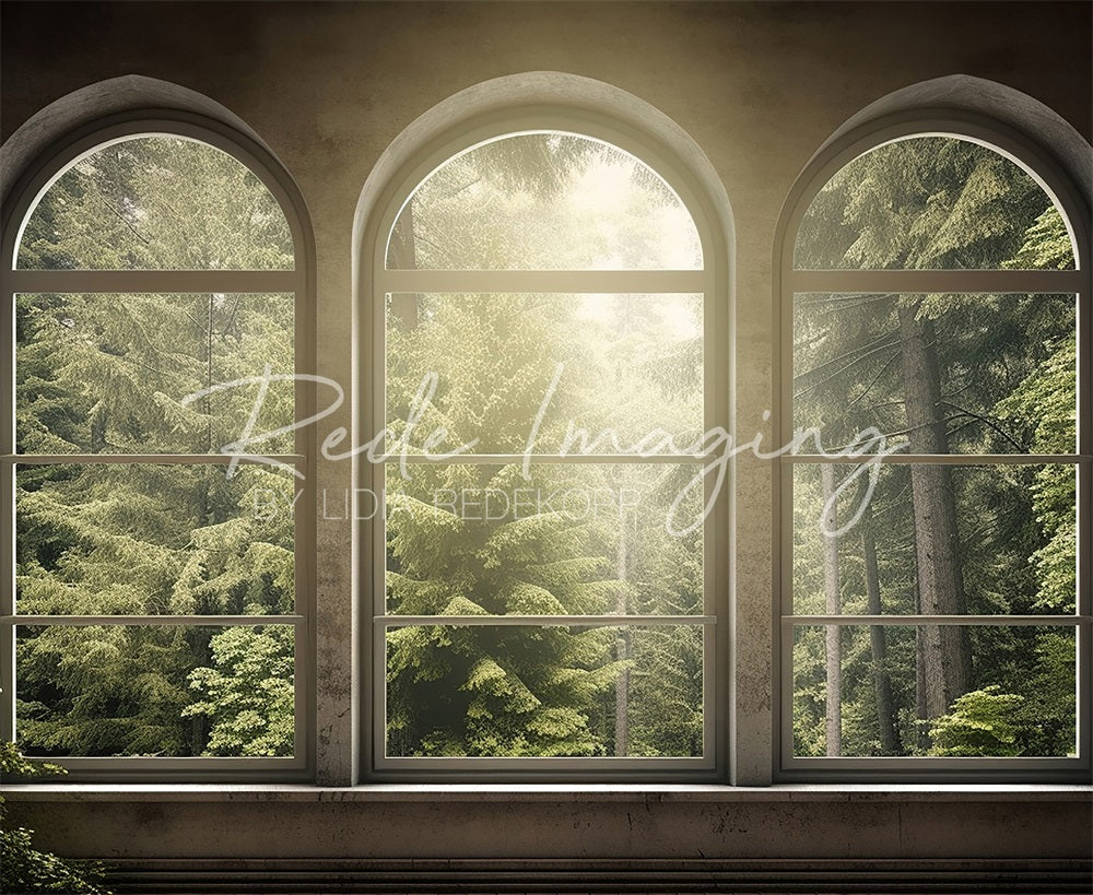 Kate Spring Green Forest Arch Window Backdrop Designed by Lidia Redekopp