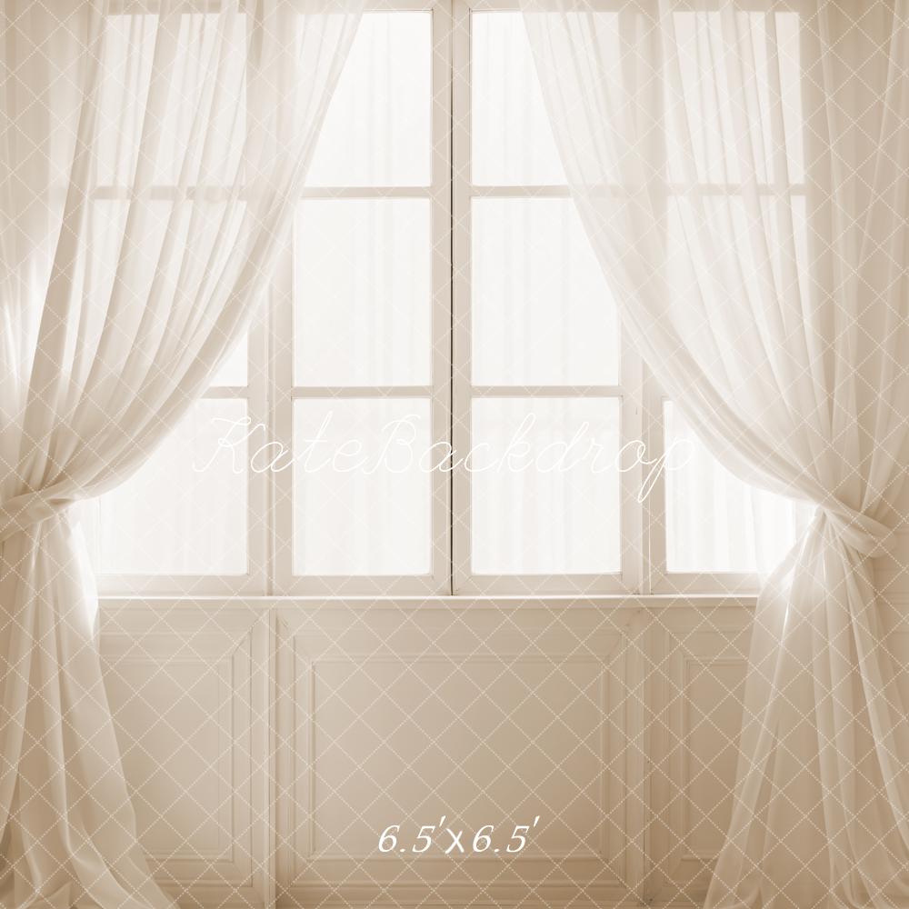 Kate White Curtain Vintage Frame Window Backdrop Designed by Emetselch