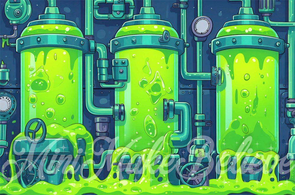 Fondo de caricatura de slime enlatado diseñado por Mini MakeBelieve en verde arte