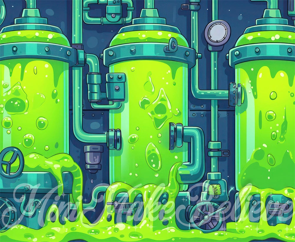 Fondo de caricatura de slime enlatado diseñado por Mini MakeBelieve en verde arte