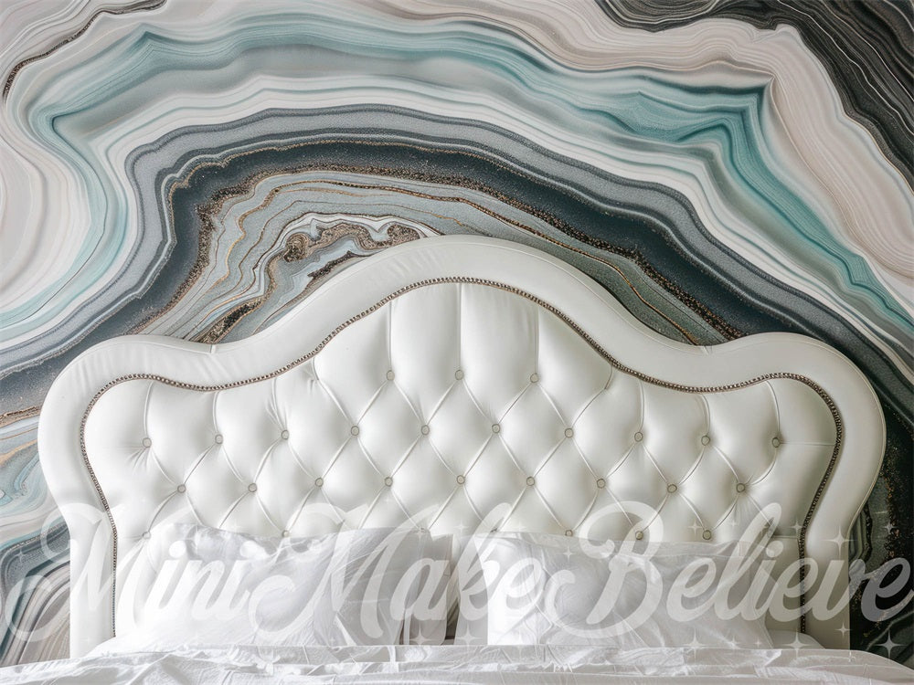 Kleurrijke Marmeren Muur Wit Hoofdeinde Achtergrond Ontworpen door Mini MakeBelieve.