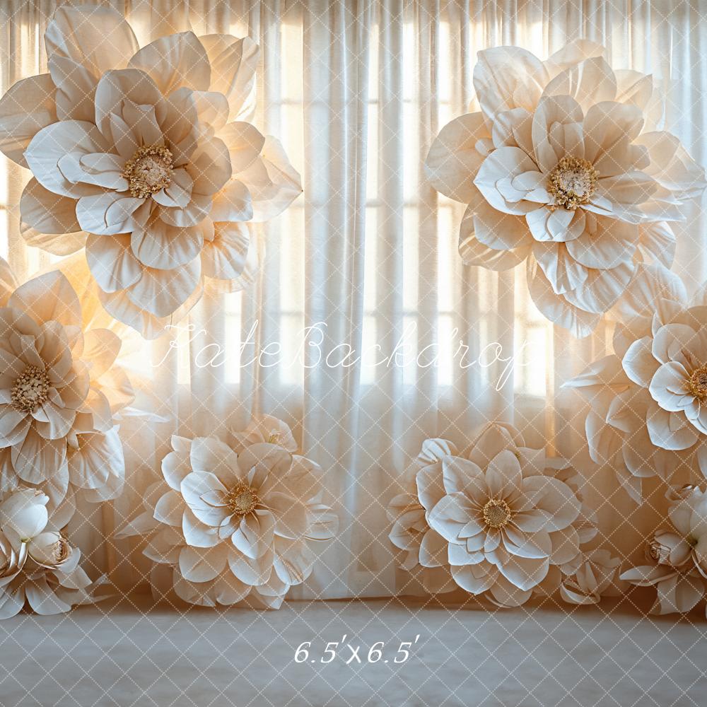 Kate Light Beige Big Blooming Flower Curtain Backdrop Designed by Emetselch