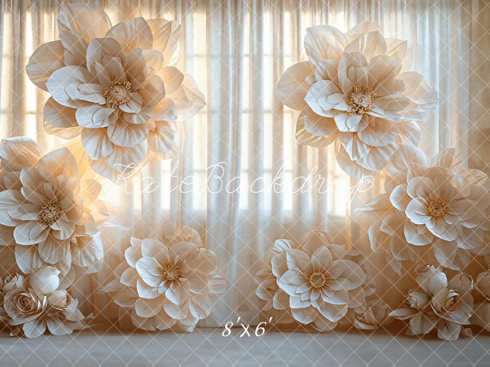 Kate Light Beige Big Blooming Flower Curtain Backdrop Designed by Emetselch