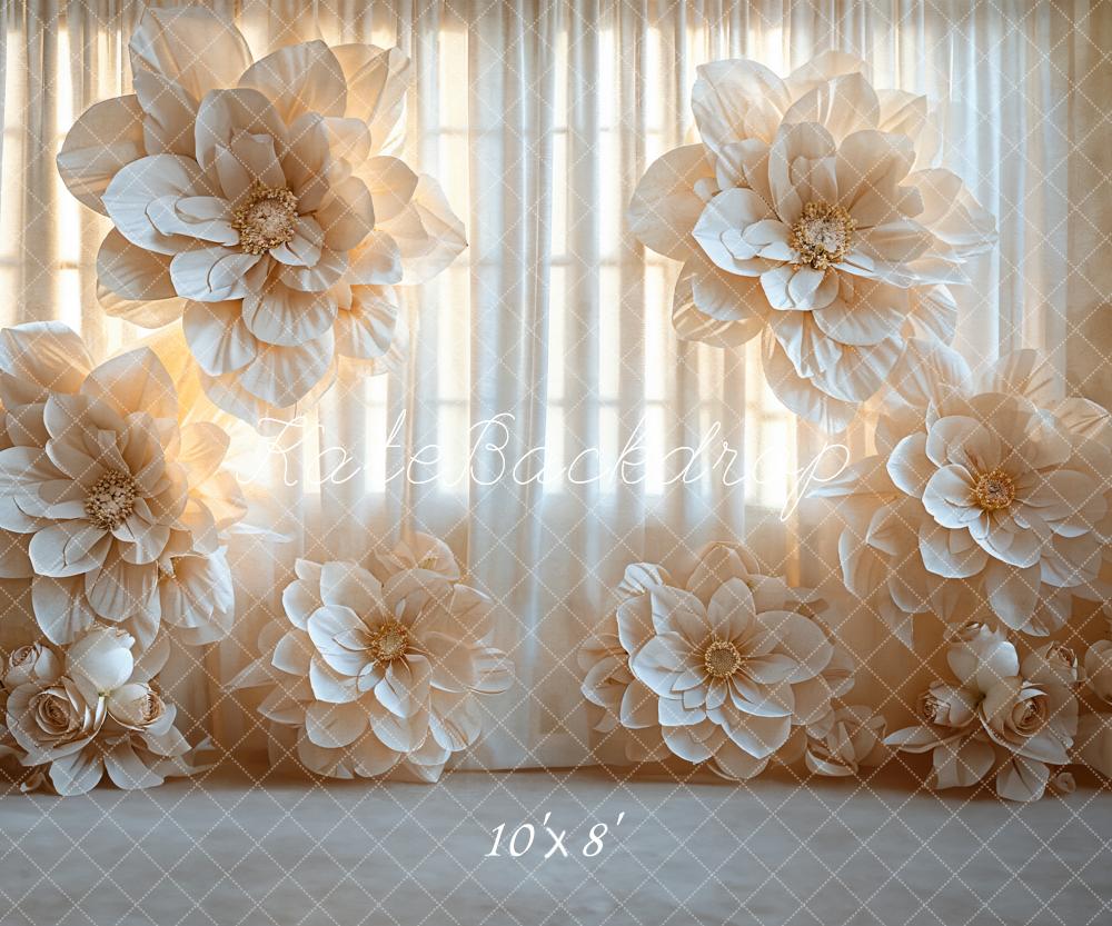 Kate Light Beige Big Blooming Flower Curtain Backdrop Designed by Emetselch