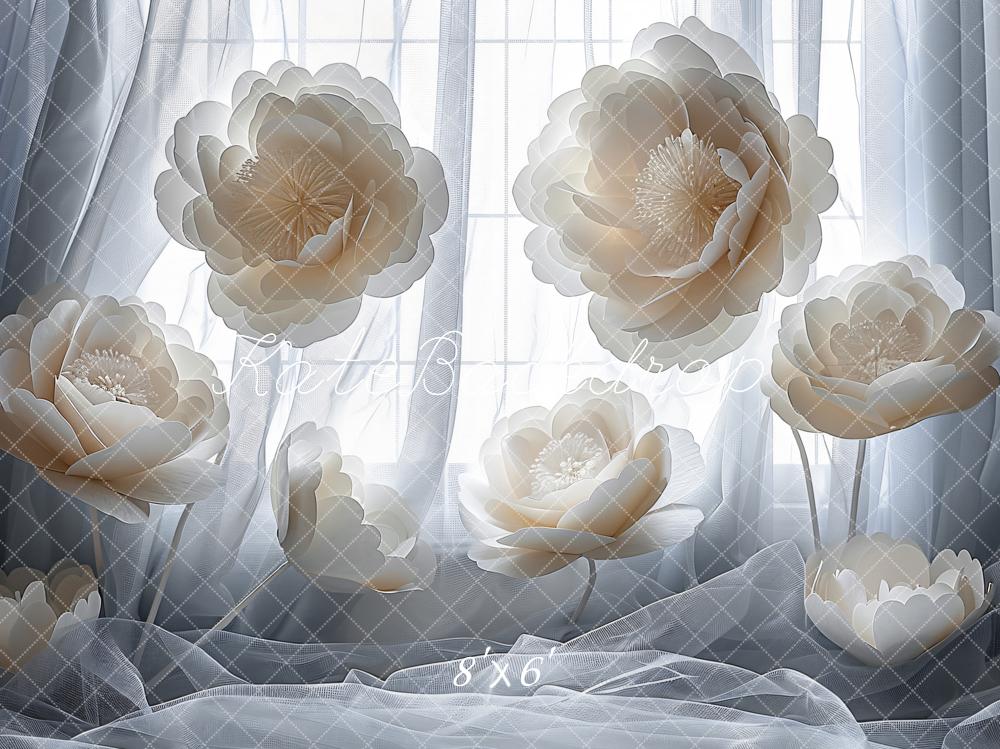 Kate White Big Blooming Flower Curtain Backdrop Designed by Emetselch