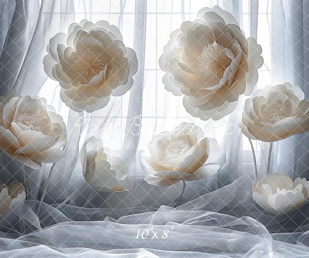 Kate White Big Blooming Flower Curtain Backdrop Designed by Emetselch