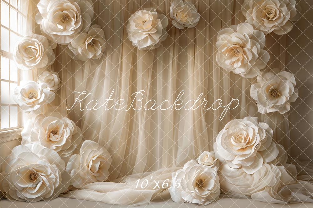 Indoor White Flower Soft Curtain Backdrop Ontworpen door Emetselch