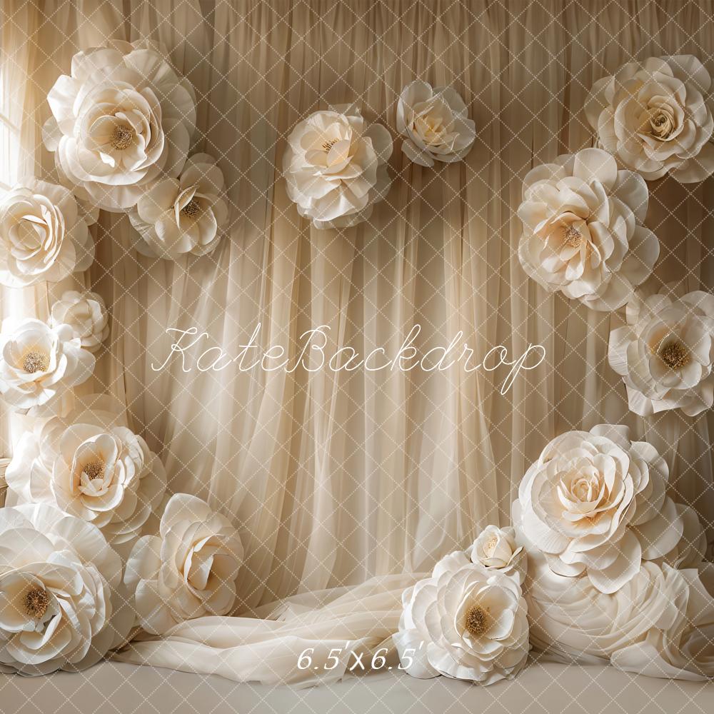 Kate Indoor White Flower Soft Curtain Backdrop Designed by Emetselch