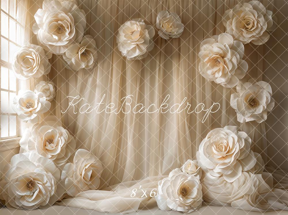 Kate Indoor White Flower Soft Curtain Backdrop Designed by Emetselch