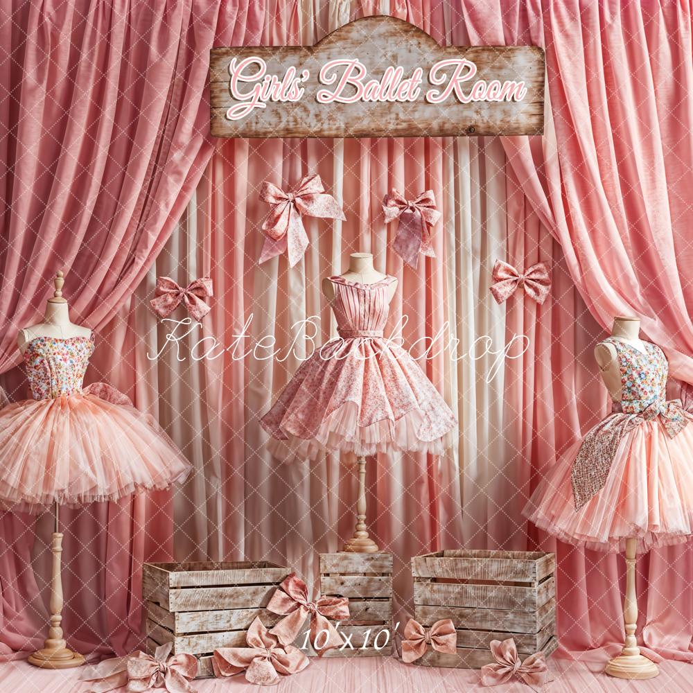 Segno per la stanza delle ballerine rosa per ragazze, tenda a gradienti con design da ballo creato da Emetselch