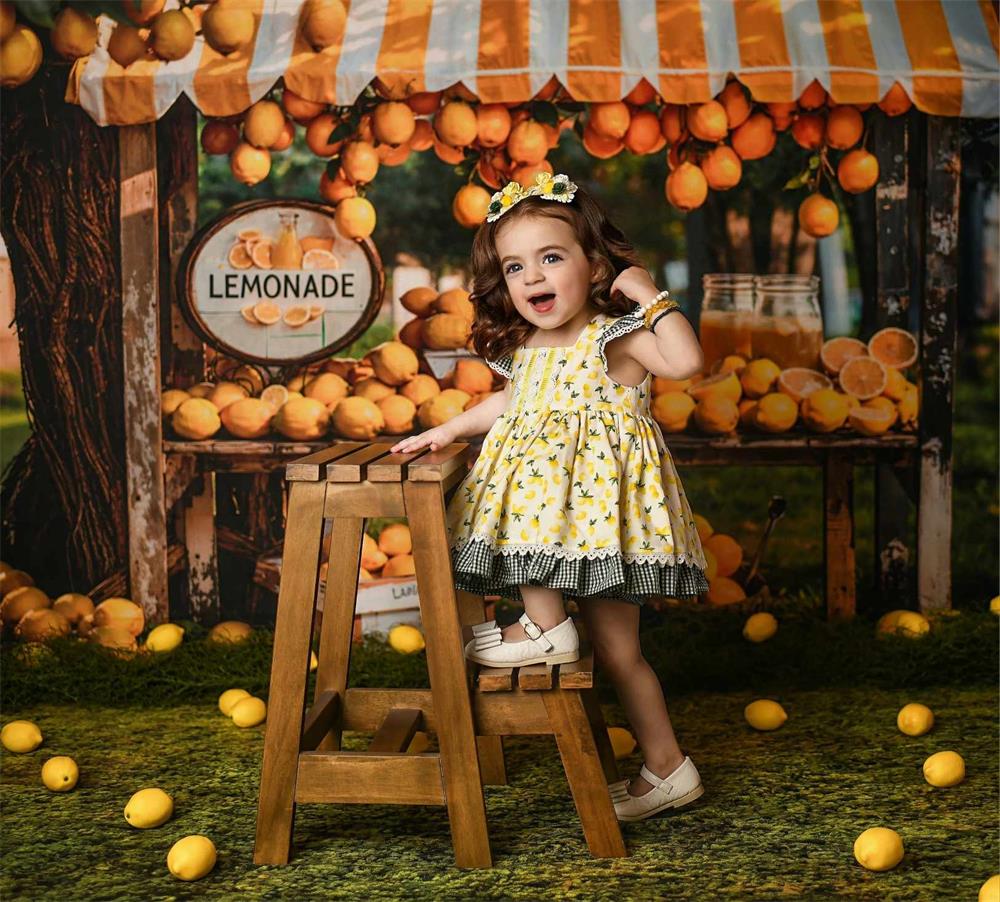 Kate Summer Green Meadow Yellow White Lemonade Shop Backdrop Designed by Emetselch