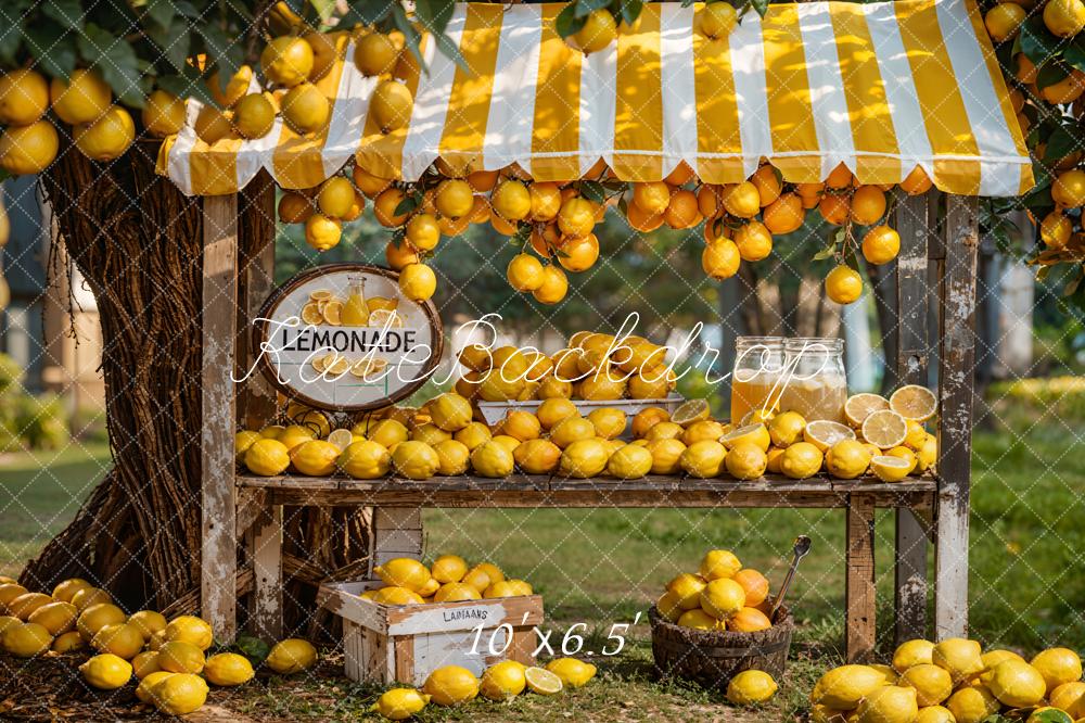 Sfondo negozio Limonata Bianco Giallo Prato verde estate disegnato da Emetselch