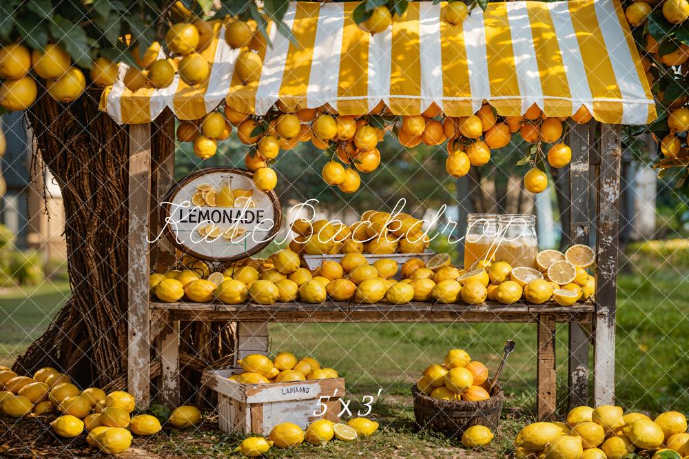 Sfondo negozio Limonata Bianco Giallo Prato verde estate disegnato da Emetselch