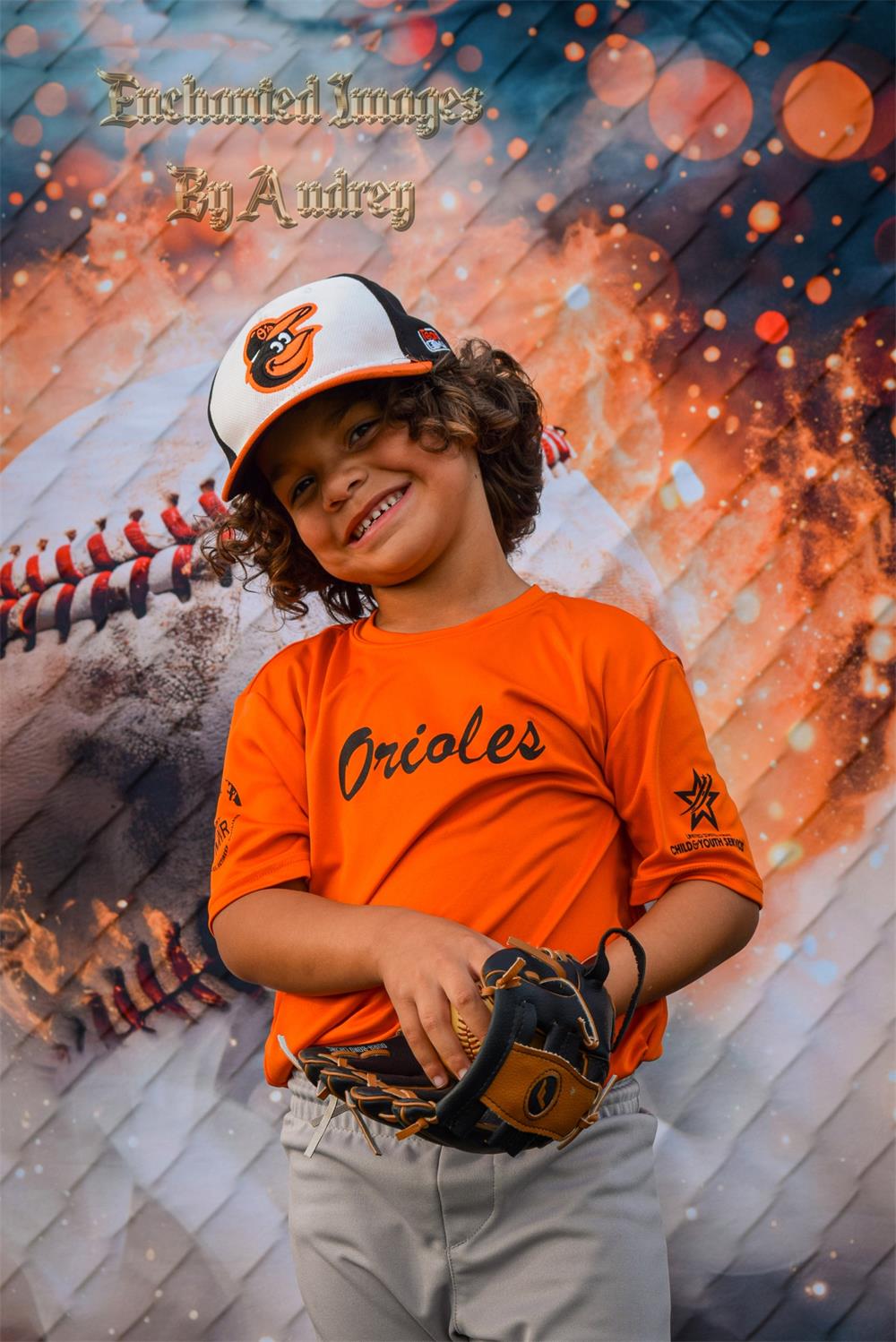 Kate Bokeh Sport Hot Fire White Smoke Burning Baseball Backdrop Designed by GQ